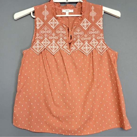 MINE Tank Top, Women’s Size L, Embroidered Sleeveless Boho Pullover, NWOT - Picture 1 of 4